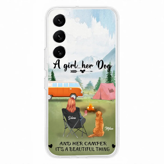 Custom Personalized Dog Mom Camping Phone Case - Mom With Upto 4 Dogs - Best Gift For Dog Lovers - For iPhone And Samsung Phone Case