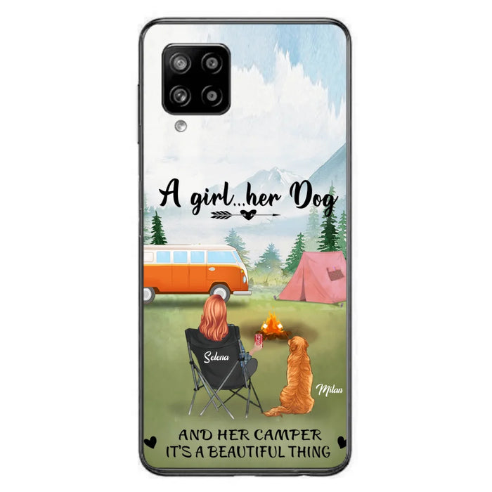 Custom Personalized Dog Mom Camping Phone Case - Mom With Upto 4 Dogs - Best Gift For Dog Lovers - For iPhone And Samsung Phone Case