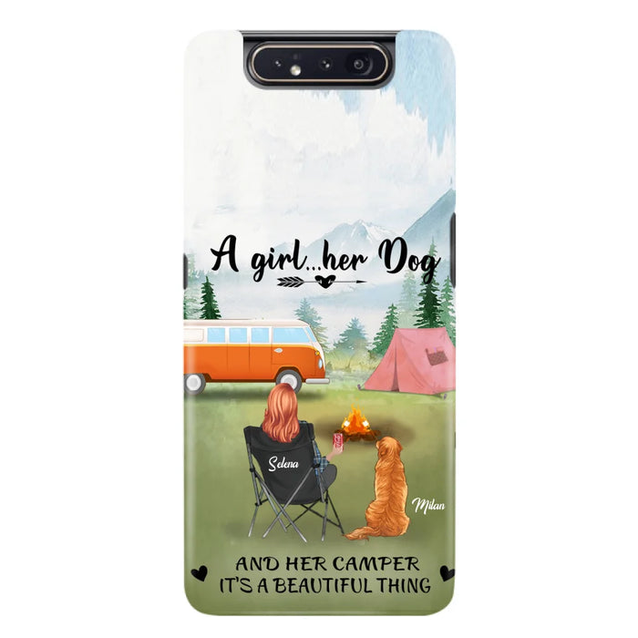 Custom Personalized Dog Mom Camping Phone Case - Mom With Upto 4 Dogs - Best Gift For Dog Lovers - For iPhone And Samsung Phone Case