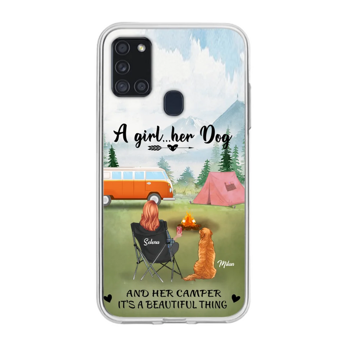 Custom Personalized Dog Mom Camping Phone Case - Mom With Upto 4 Dogs - Best Gift For Dog Lovers - For iPhone And Samsung Phone Case