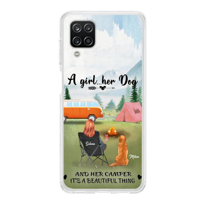 Custom Personalized Dog Mom Camping Phone Case - Mom With Upto 4 Dogs - Best Gift For Dog Lovers - For iPhone And Samsung Phone Case