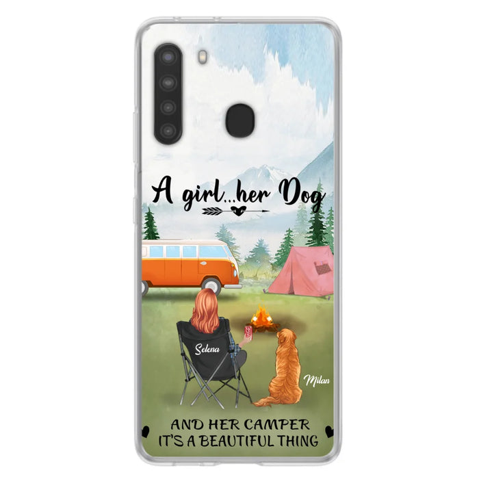 Custom Personalized Dog Mom Camping Phone Case - Mom With Upto 4 Dogs - Best Gift For Dog Lovers - For iPhone And Samsung Phone Case