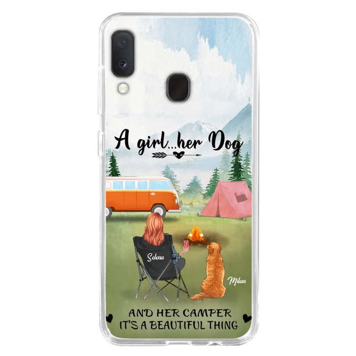 Custom Personalized Dog Mom Camping Phone Case - Mom With Upto 4 Dogs - Best Gift For Dog Lovers - For iPhone And Samsung Phone Case