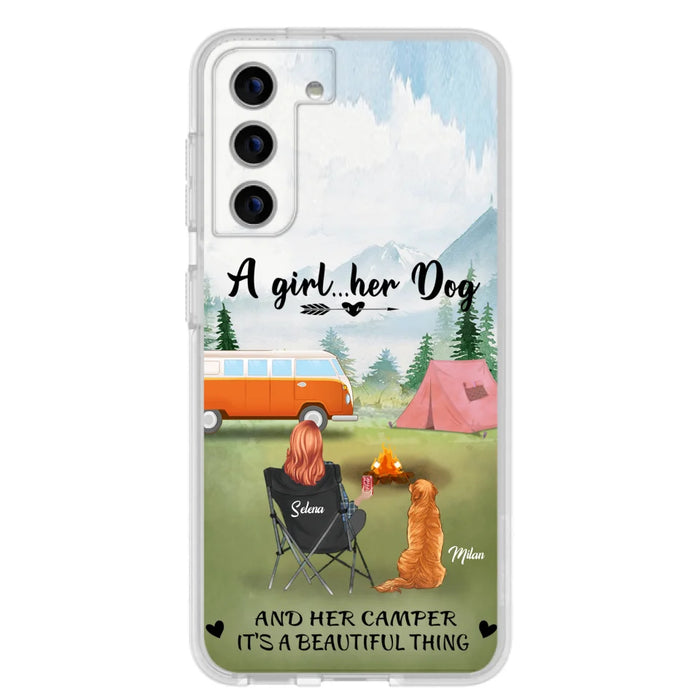 Custom Personalized Dog Mom Camping Phone Case - Mom With Upto 4 Dogs - Best Gift For Dog Lovers - For iPhone And Samsung Phone Case