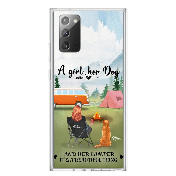 Custom Personalized Dog Mom Camping Phone Case - Mom With Upto 4 Dogs - Best Gift For Dog Lovers - For iPhone And Samsung Phone Case