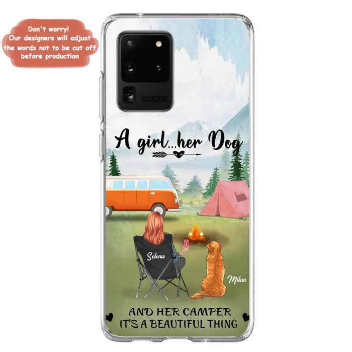 Custom Personalized Dog Mom Camping Phone Case - Mom With Upto 4 Dogs - Best Gift For Dog Lovers - For iPhone And Samsung Phone Case