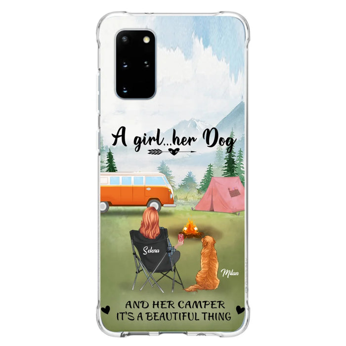 Custom Personalized Dog Mom Camping Phone Case - Mom With Upto 4 Dogs - Best Gift For Dog Lovers - For iPhone And Samsung Phone Case