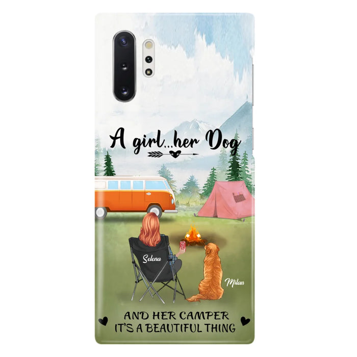 Custom Personalized Dog Mom Camping Phone Case - Mom With Upto 4 Dogs - Best Gift For Dog Lovers - For iPhone And Samsung Phone Case