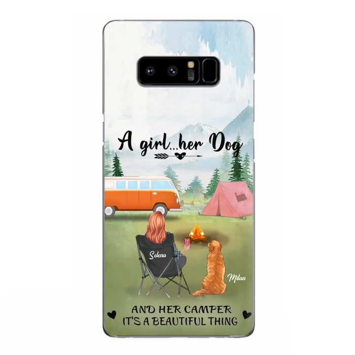 Custom Personalized Dog Mom Camping Phone Case - Mom With Upto 4 Dogs - Best Gift For Dog Lovers - For iPhone And Samsung Phone Case