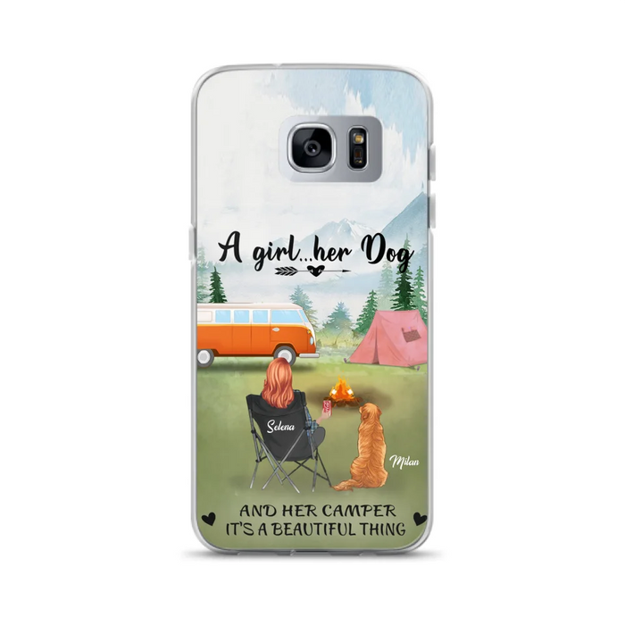 Custom Personalized Dog Mom Camping Phone Case - Mom With Upto 4 Dogs - Best Gift For Dog Lovers - For iPhone And Samsung Phone Case