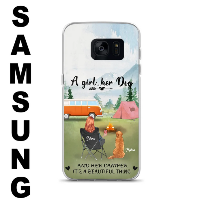 Custom Personalized Dog Mom Camping Phone Case - Mom With Upto 4 Dogs - Best Gift For Dog Lovers - For iPhone And Samsung Phone Case