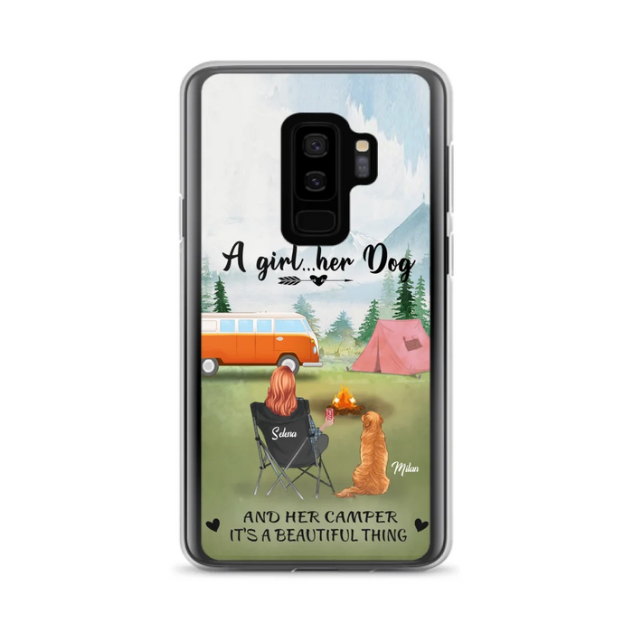 Custom Personalized Dog Mom Camping Phone Case - Mom With Upto 4 Dogs - Best Gift For Dog Lovers - For iPhone And Samsung Phone Case