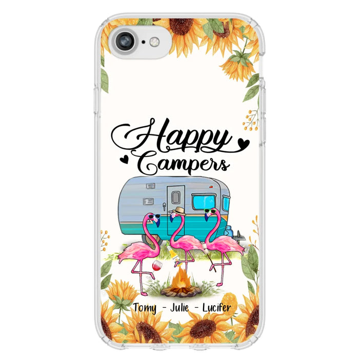 Custom Personalized Camping Flamingo Phone Case - Happy Campers - For iPhone And Samsung Phone Case - JLDWNZ