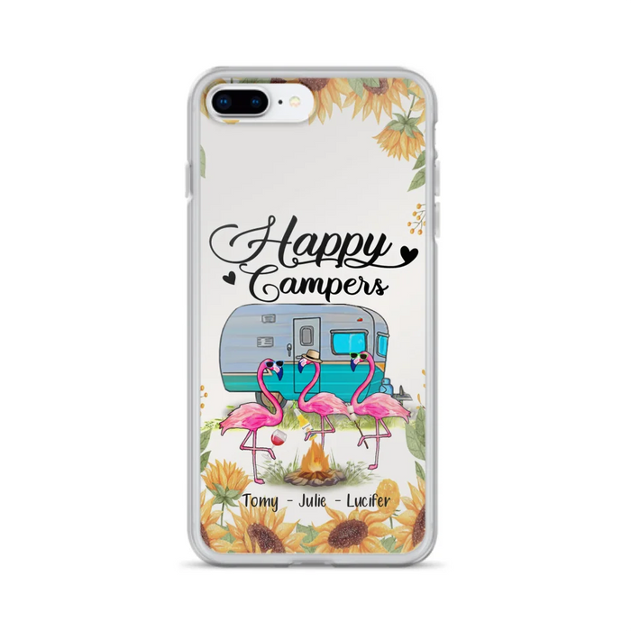 Custom Personalized Camping Flamingo Phone Case - Happy Campers - For iPhone And Samsung Phone Case - JLDWNZ