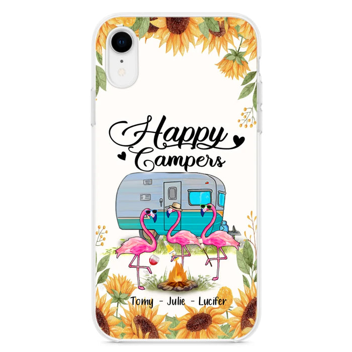 Custom Personalized Camping Flamingo Phone Case - Happy Campers - For iPhone And Samsung Phone Case - JLDWNZ