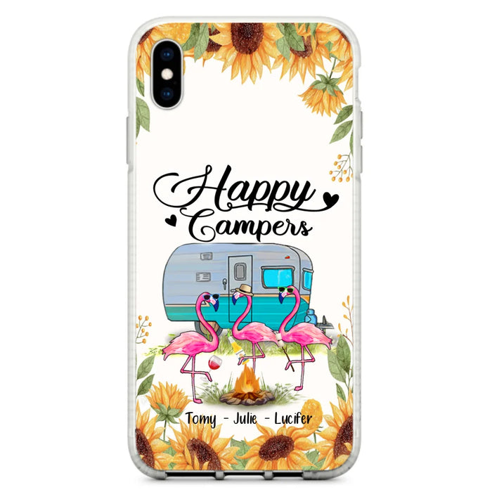 Custom Personalized Camping Flamingo Phone Case - Happy Campers - For iPhone And Samsung Phone Case - JLDWNZ