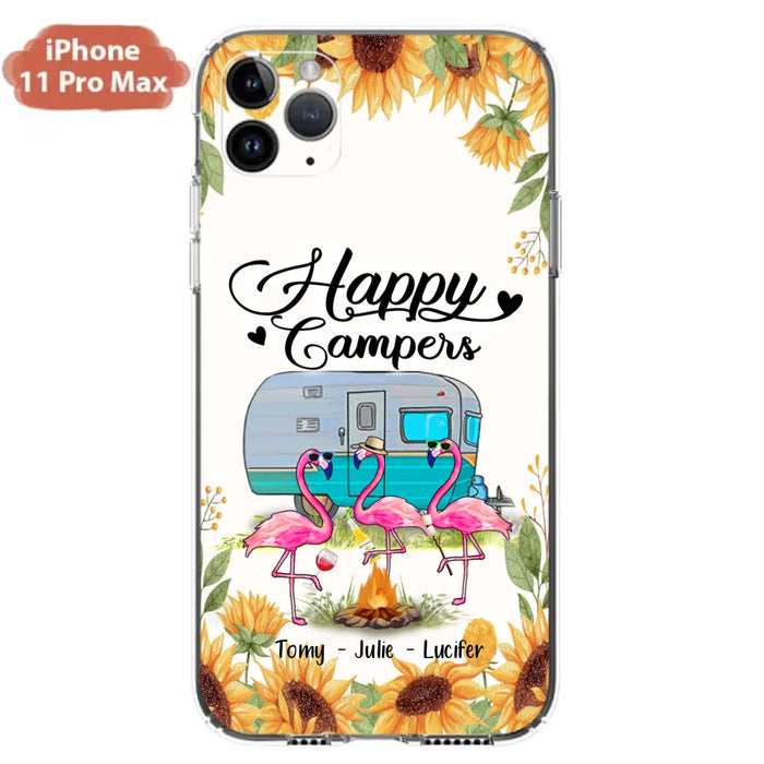 Custom Personalized Camping Flamingo Phone Case - Happy Campers - For iPhone And Samsung Phone Case - JLDWNZ