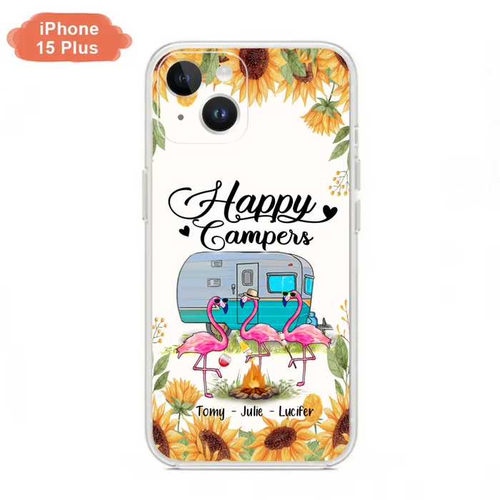 Custom Personalized Camping Flamingo Phone Case - Happy Campers - For iPhone And Samsung Phone Case - JLDWNZ