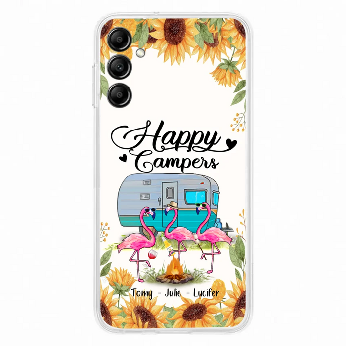 Custom Personalized Camping Flamingo Phone Case - Happy Campers - For iPhone And Samsung Phone Case - JLDWNZ