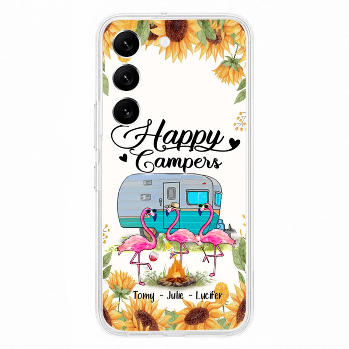 Custom Personalized Camping Flamingo Phone Case - Happy Campers - For iPhone And Samsung Phone Case - JLDWNZ