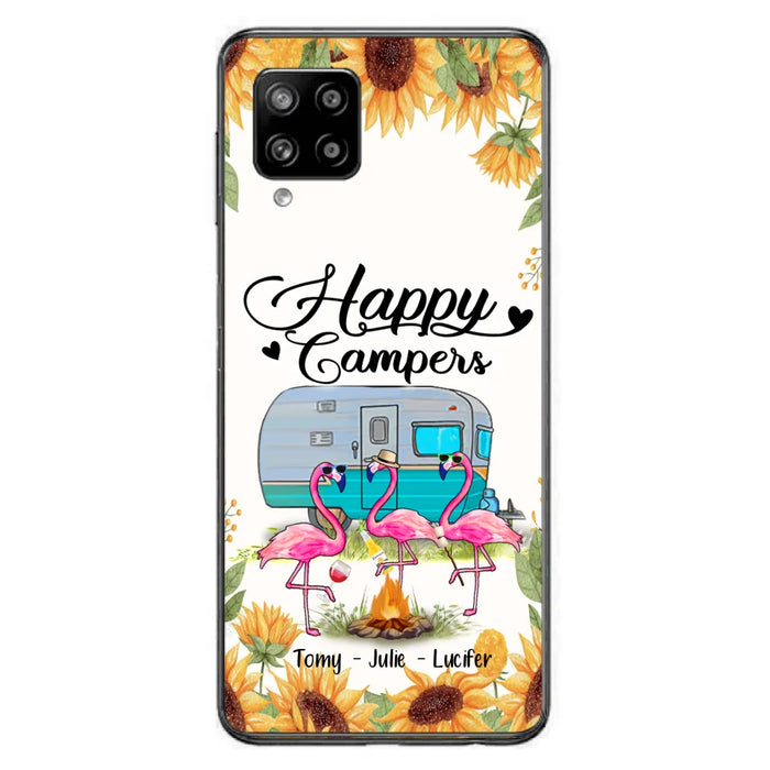 Custom Personalized Camping Flamingo Phone Case - Happy Campers - For iPhone And Samsung Phone Case - JLDWNZ