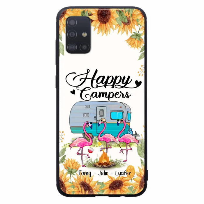 Custom Personalized Camping Flamingo Phone Case - Happy Campers - For iPhone And Samsung Phone Case - JLDWNZ