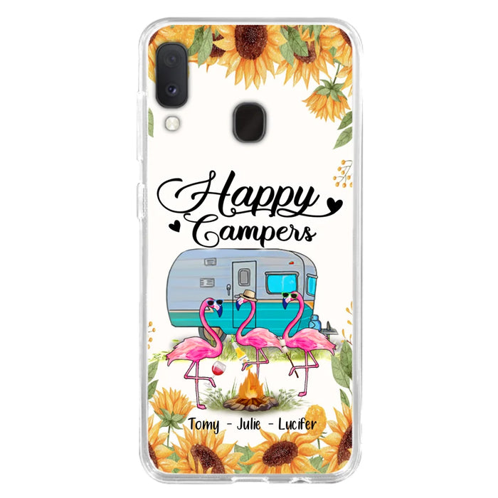 Custom Personalized Camping Flamingo Phone Case - Happy Campers - For iPhone And Samsung Phone Case - JLDWNZ