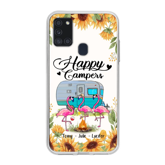 Custom Personalized Camping Flamingo Phone Case - Happy Campers - For iPhone And Samsung Phone Case - JLDWNZ