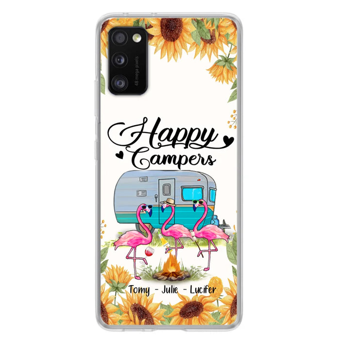 Custom Personalized Camping Flamingo Phone Case - Happy Campers - For iPhone And Samsung Phone Case - JLDWNZ