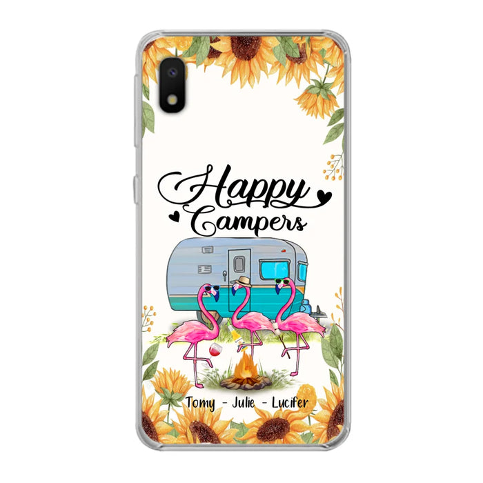 Custom Personalized Camping Flamingo Phone Case - Happy Campers - For iPhone And Samsung Phone Case - JLDWNZ