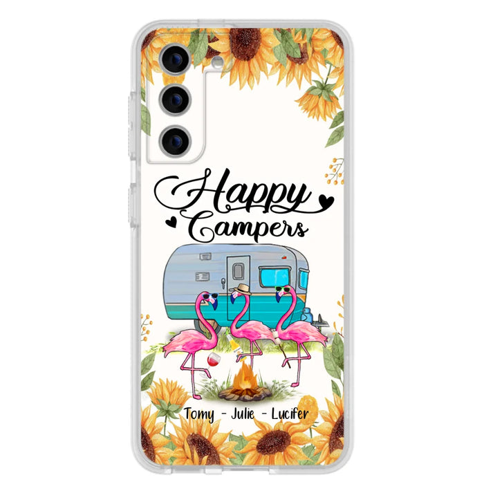 Custom Personalized Camping Flamingo Phone Case - Happy Campers - For iPhone And Samsung Phone Case - JLDWNZ