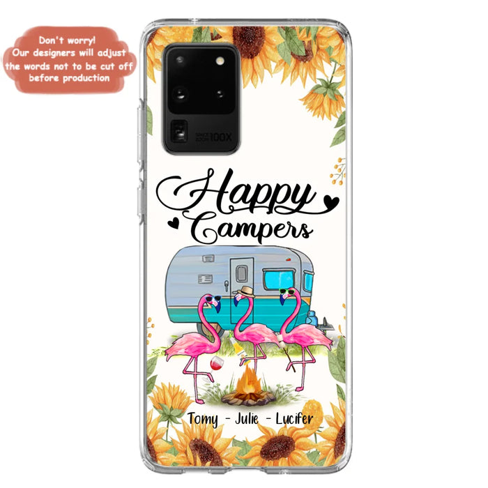 Custom Personalized Camping Flamingo Phone Case - Happy Campers - For iPhone And Samsung Phone Case - JLDWNZ