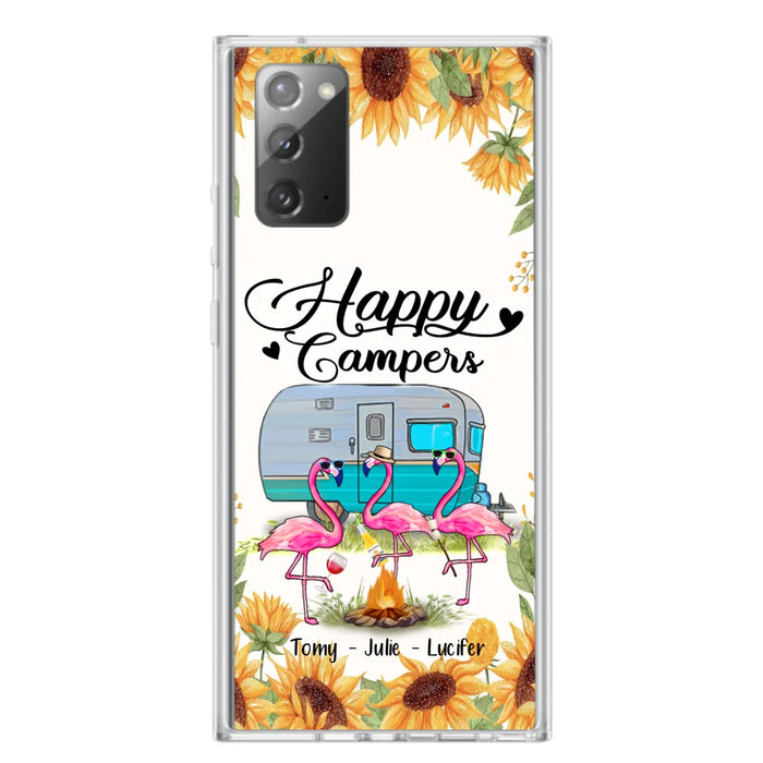 Custom Personalized Camping Flamingo Phone Case - Happy Campers - For iPhone And Samsung Phone Case - JLDWNZ