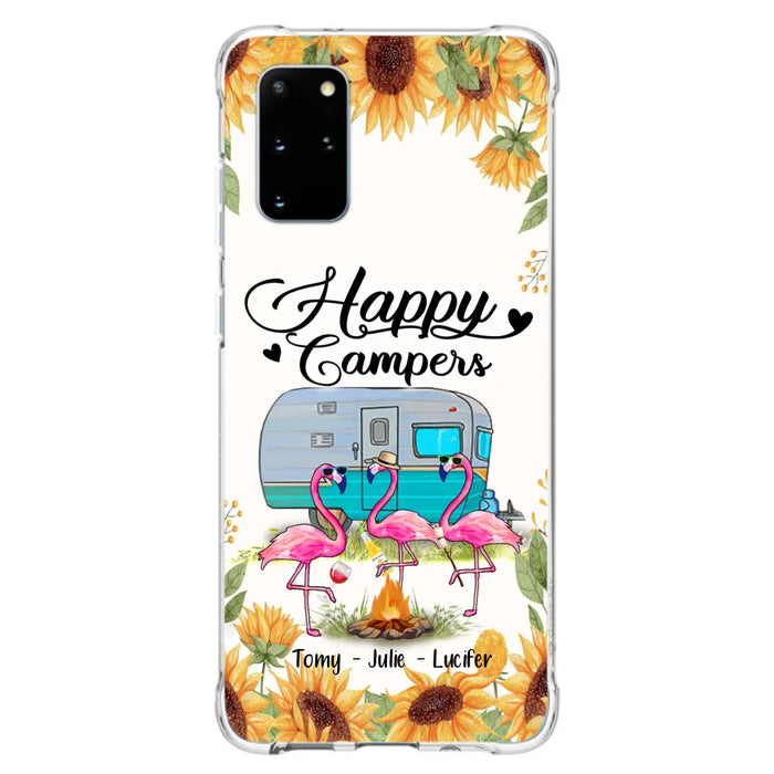 Custom Personalized Camping Flamingo Phone Case - Happy Campers - For iPhone And Samsung Phone Case - JLDWNZ