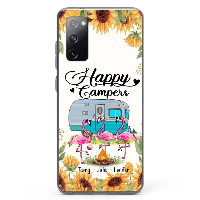 Custom Personalized Camping Flamingo Phone Case - Happy Campers - For iPhone And Samsung Phone Case - JLDWNZ