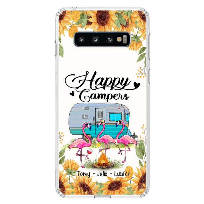 Custom Personalized Camping Flamingo Phone Case - Happy Campers - For iPhone And Samsung Phone Case - JLDWNZ