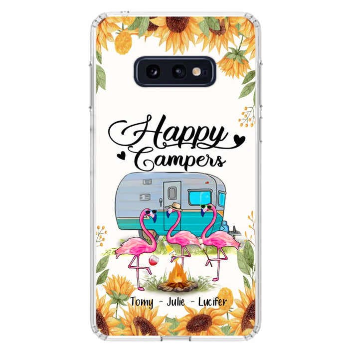 Custom Personalized Camping Flamingo Phone Case - Happy Campers - For iPhone And Samsung Phone Case - JLDWNZ