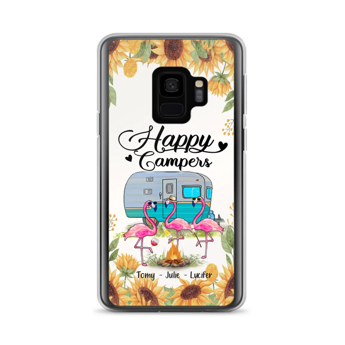 Custom Personalized Camping Flamingo Phone Case - Happy Campers - For iPhone And Samsung Phone Case - JLDWNZ