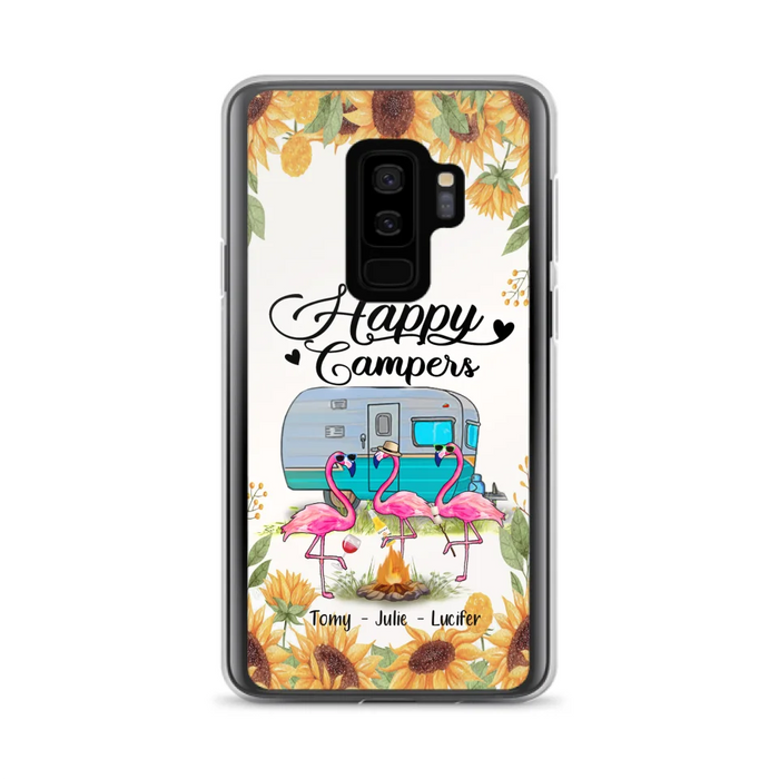 Custom Personalized Camping Flamingo Phone Case - Happy Campers - For iPhone And Samsung Phone Case - JLDWNZ