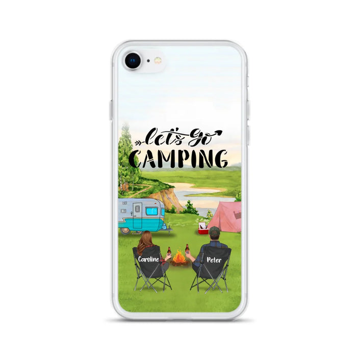 Custom Personalized Camping Phone Case - Couple With Upto 3 Kids And 4 Pets - Gift Idea For Camping Lover - Let's Go Camping - Case For iPhone And Samsung