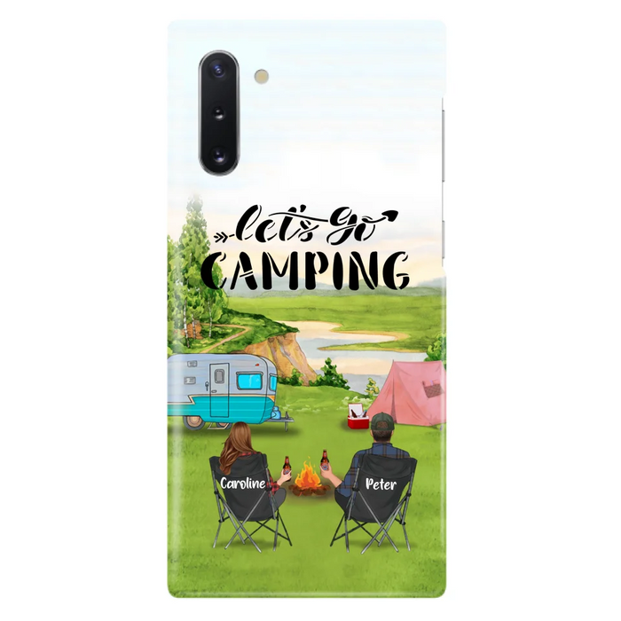 Custom Personalized Camping Phone Case - Couple With Upto 3 Kids And 4 Pets - Gift Idea For Camping Lover - Let's Go Camping - Case For iPhone And Samsung