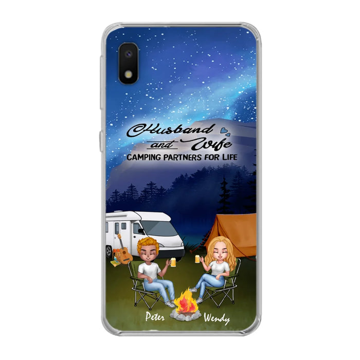 Custom Personalized Camping Night Chibi Phone Case - Couple With Upto 2 Dogs - Gift Idea For Camping Lover - Case For iPhone And Samsung