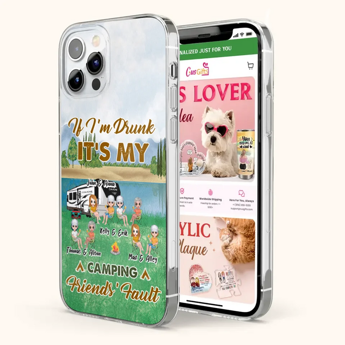 Custom Personalized Camping Friends Phone Case - Upto 8 People - Gift Idea For Camping Lover - Case For iPhone And Samsung