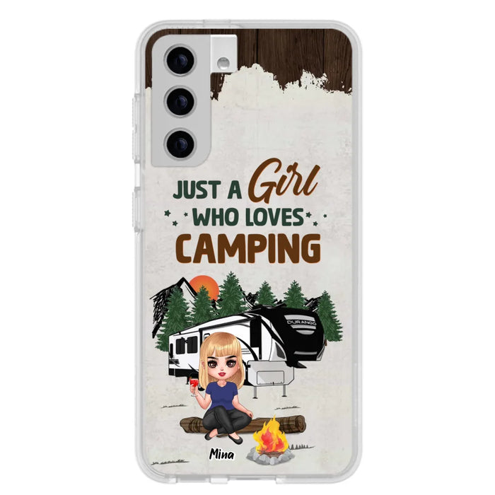 Custom Personalized Camping Girl Phone Case - Gift Idea For Camping Lover/ Mother's Day Gift - Just A Girl Who Loves Camping - Case For iPhone And Samsung