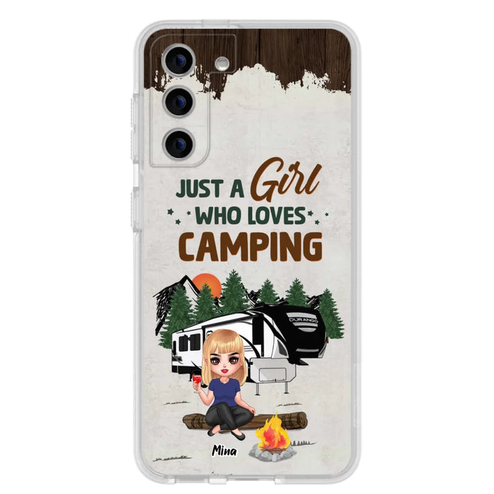 Custom Personalized Camping Girl Phone Case - Gift Idea For Camping Lover/ Mother's Day Gift - Just A Girl Who Loves Camping - Case For iPhone And Samsung