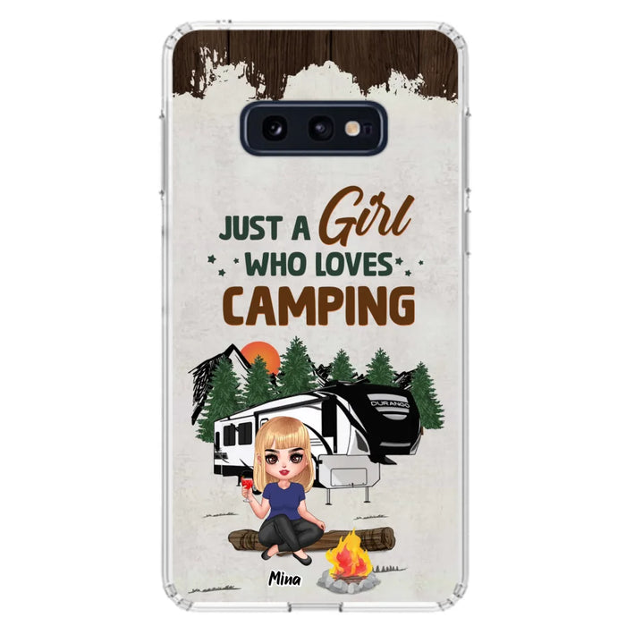 Custom Personalized Camping Girl Phone Case - Gift Idea For Camping Lover/ Mother's Day Gift - Just A Girl Who Loves Camping - Case For iPhone And Samsung