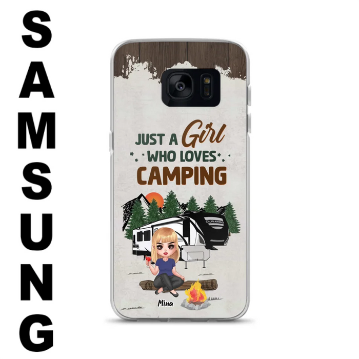 Custom Personalized Camping Girl Phone Case - Gift Idea For Camping Lover/ Mother's Day Gift - Just A Girl Who Loves Camping - Case For iPhone And Samsung