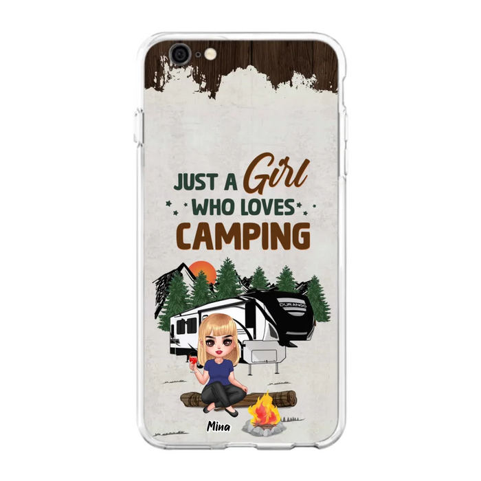 Custom Personalized Camping Girl Phone Case - Gift Idea For Camping Lover/ Mother's Day Gift - Just A Girl Who Loves Camping - Case For iPhone And Samsung