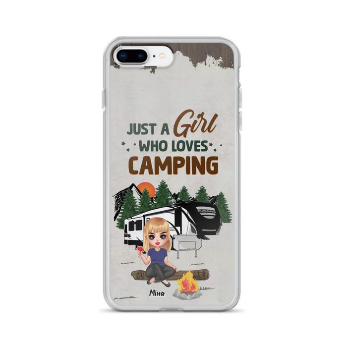 Custom Personalized Camping Girl Phone Case - Gift Idea For Camping Lover/ Mother's Day Gift - Just A Girl Who Loves Camping - Case For iPhone And Samsung