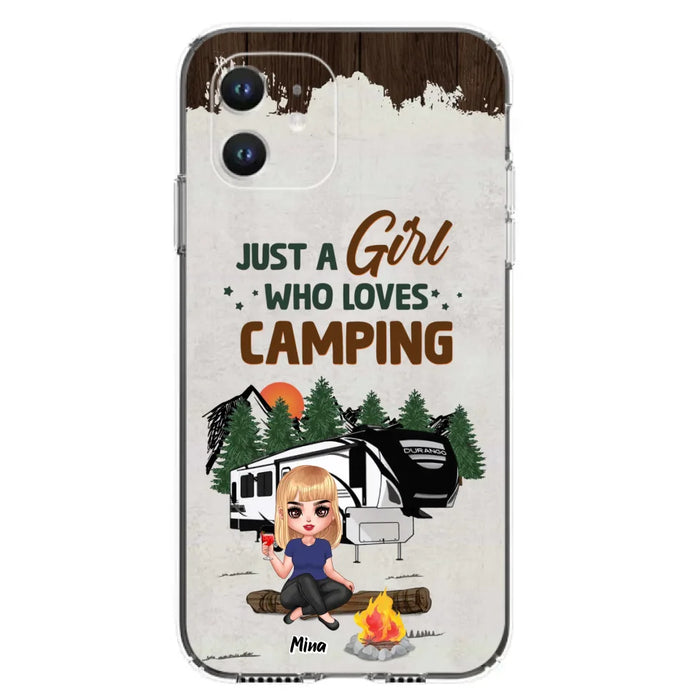 Custom Personalized Camping Girl Phone Case - Gift Idea For Camping Lover/ Mother's Day Gift - Just A Girl Who Loves Camping - Case For iPhone And Samsung